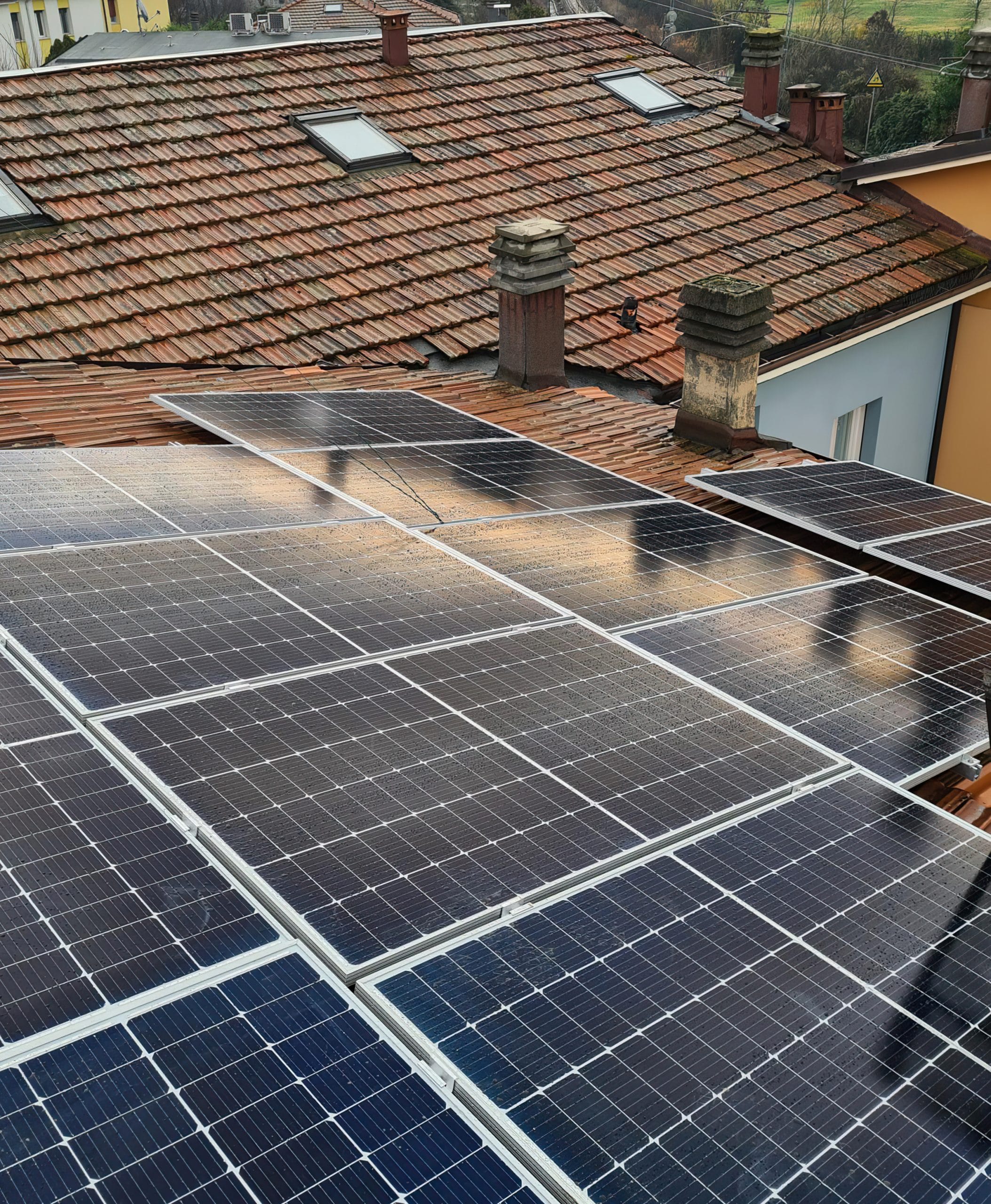 Solar panel installation on tiled roof for austar solar renewable energy
