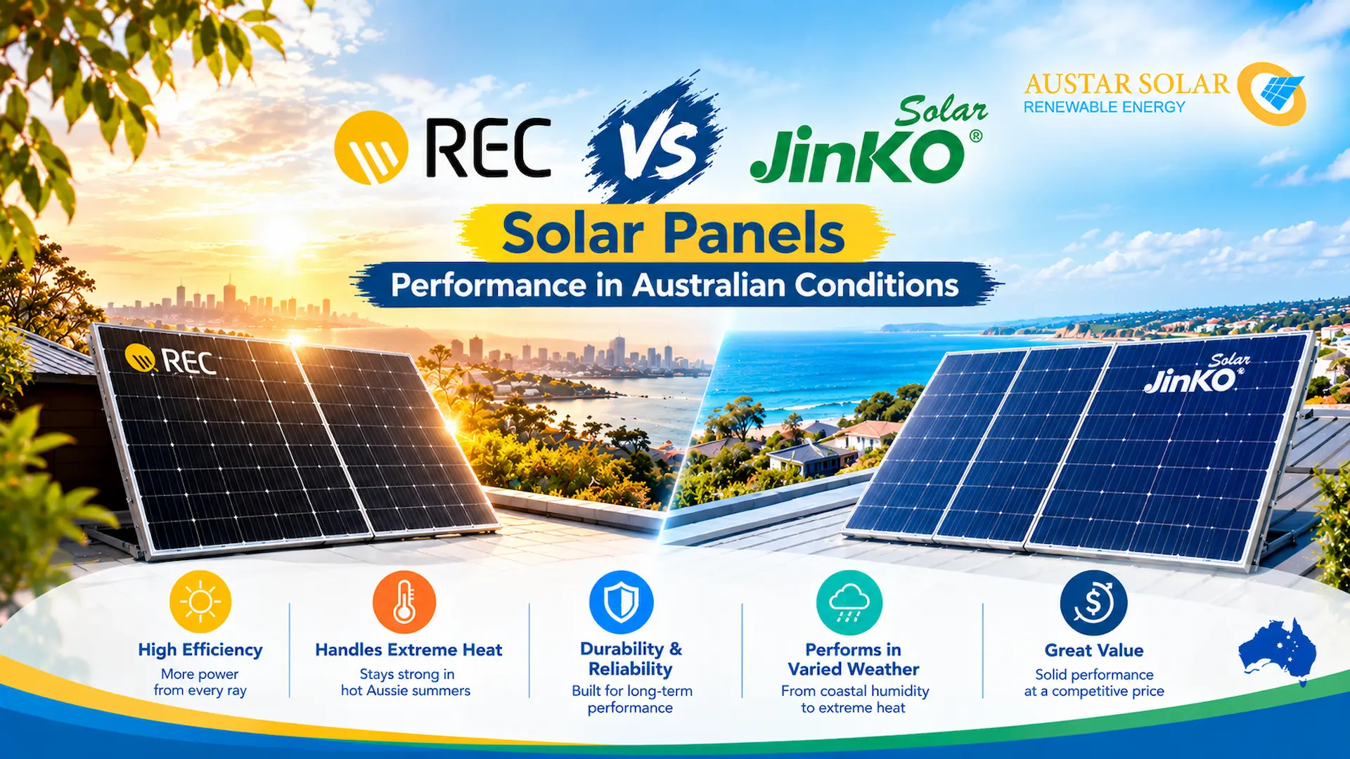 REC vs Jinko Solar Panels Australia: 2026 Comparison Guide